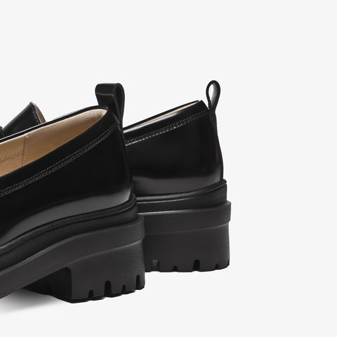 73hours女鞋肖邦琴键2025秋季新品方跟纯色圆头乐福鞋