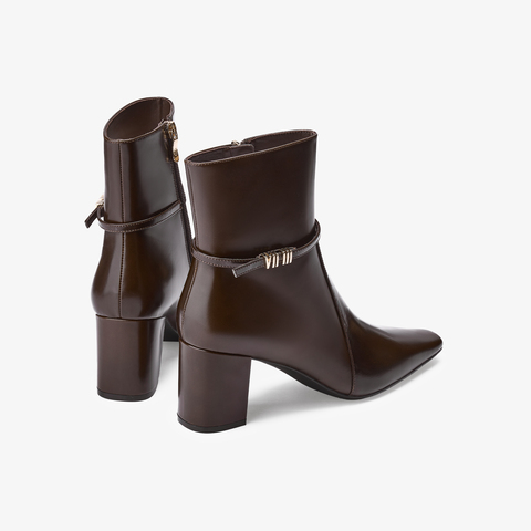 73hours女鞋比亚里茨2025冬季新品粗跟纯色饰扣时装靴