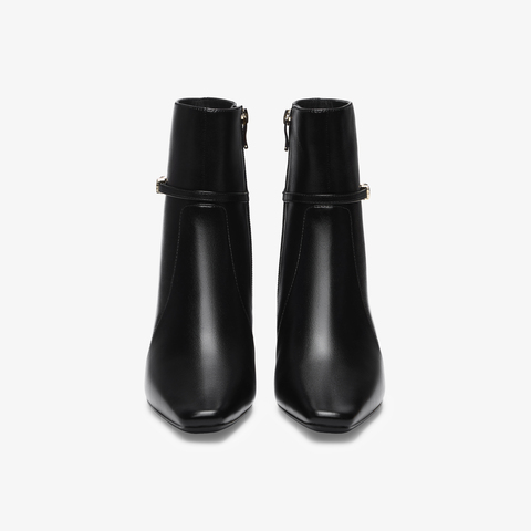 73hours女鞋比亚里茨2025冬季新品粗跟纯色饰扣时装靴