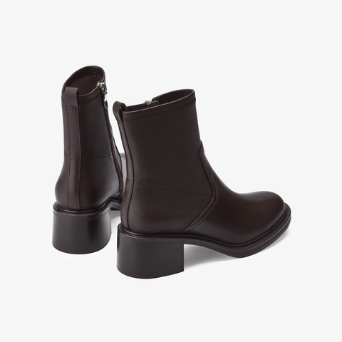 73hours女鞋逛地球2025冬季新品方跟圆头纯色弹力靴