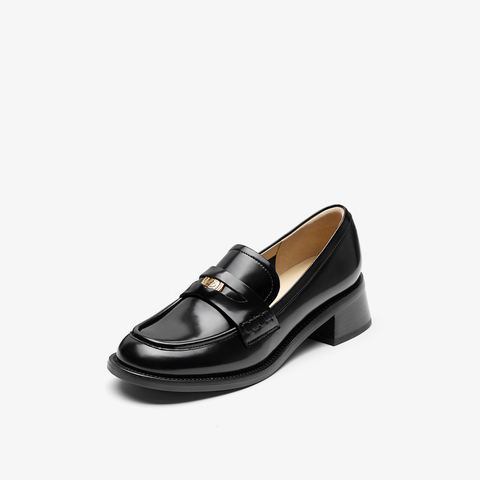 73hours女鞋风笛乐章英伦小皮鞋粗跟乐福鞋女单鞋