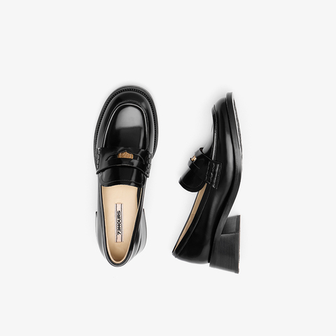 73hours女鞋风笛乐章英伦小皮鞋粗跟乐福鞋女单鞋