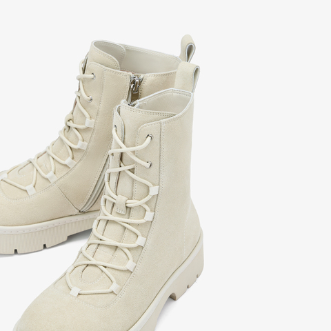 73hours女鞋旅行转场2025冬季圆头系带厚底马丁靴