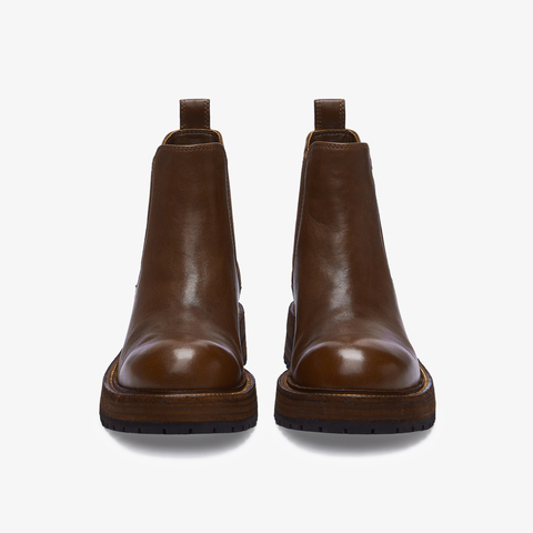 73hours女鞋加州日常2025冬季新品圆头纯色方跟切尔西靴