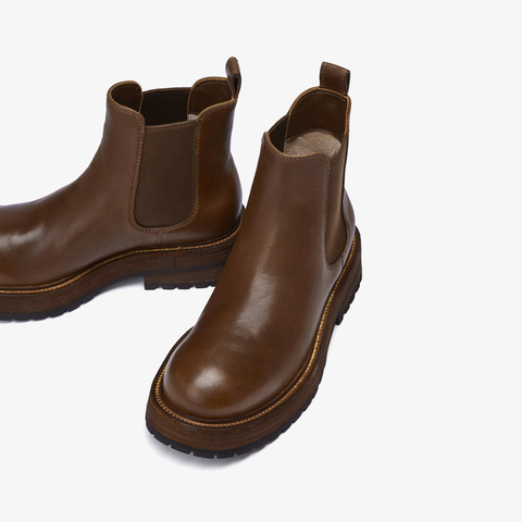 73hours女鞋加州日常2025冬季新品圆头纯色方跟切尔西靴