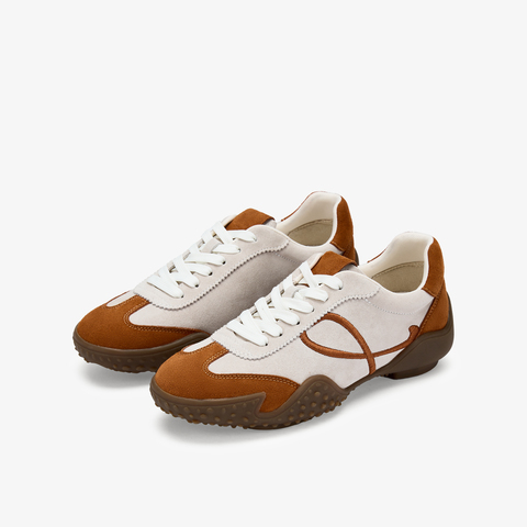 73hours女鞋俏皮节奏2025秋季新品系带拼色圆头德训鞋