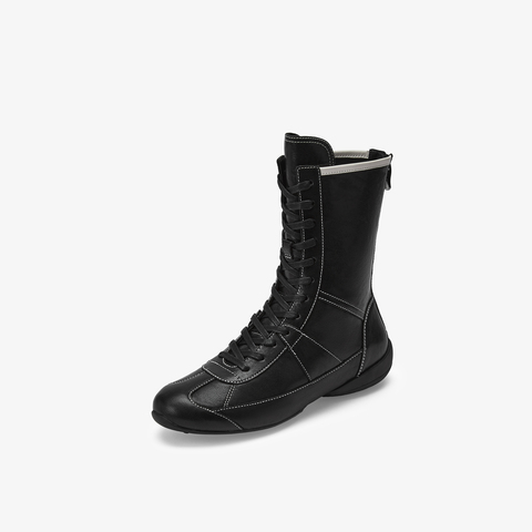 73hours女鞋Solo trip2025冬季新品系带平底纯色马丁靴