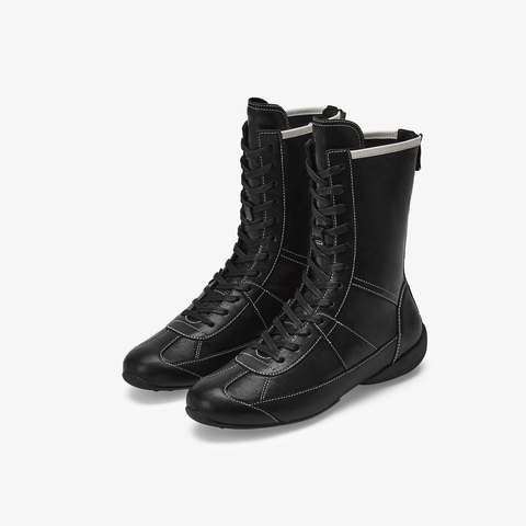 73hours女鞋Solo trip2025冬季新品系带平底纯色马丁靴