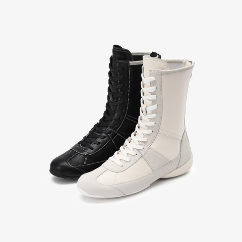 73hours女鞋Solo trip2025冬季新品系带平底纯色马丁靴