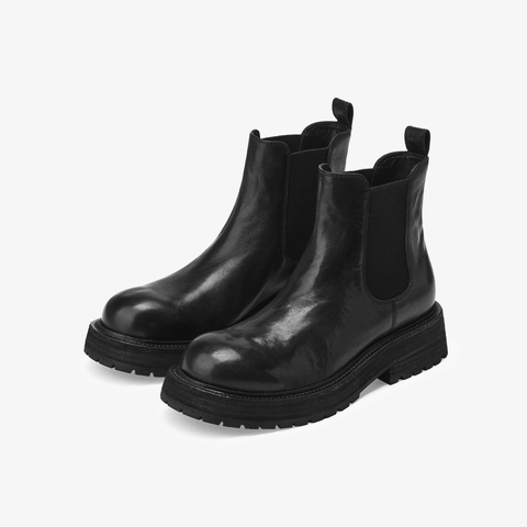 73hours女鞋加州日常2025冬季新品圆头纯色方跟切尔西靴