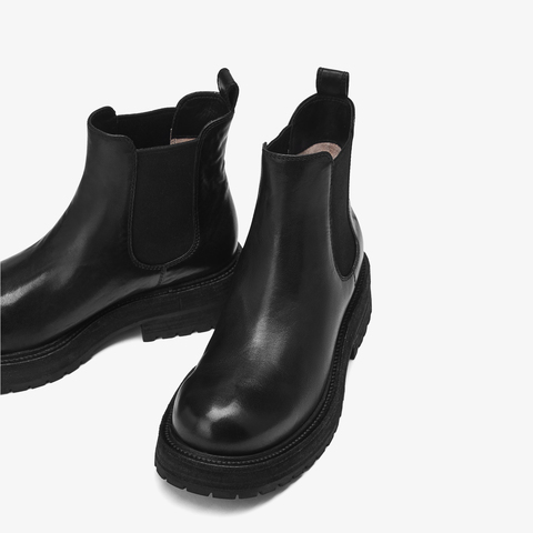 73hours女鞋加州日常2025冬季新品圆头纯色方跟切尔西靴