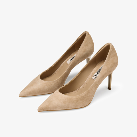 73hours女鞋舒展氛围2025秋季新品尖头细跟纯色高跟单鞋