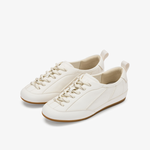 73hours女鞋甜甜圈2025秋季新品系带平底圆头拼接德训鞋