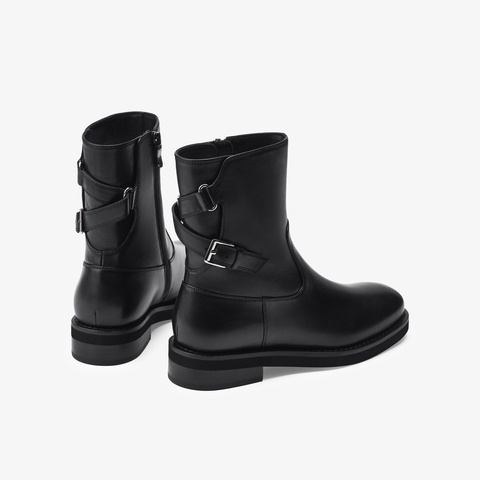 73hours女鞋嬉皮灵魂2025冬季新品圆头方跟纯色弹力靴