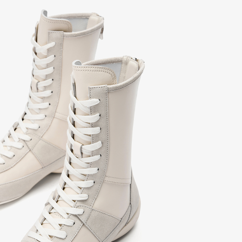 73hours女鞋Solo trip2025冬季新品系带平底纯色马丁靴