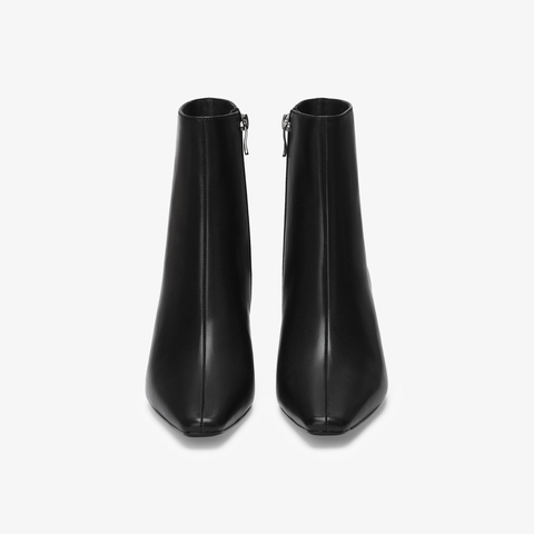 73hours女鞋都市剪影2025冬季新品坡跟尖头纯色时装靴