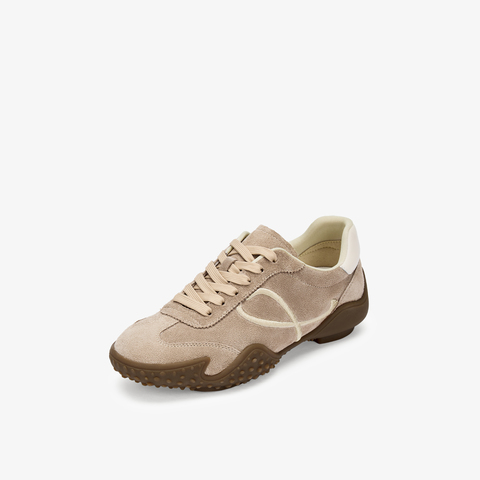 73hours女鞋俏皮节奏2025秋季新品系带拼色圆头德训鞋