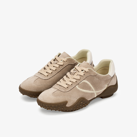 73hours女鞋俏皮节奏2025秋季新品系带拼色圆头德训鞋