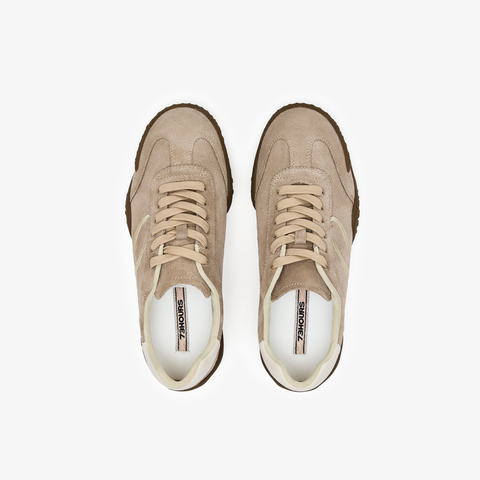 73hours女鞋俏皮节奏2025秋季新品系带拼色圆头德训鞋