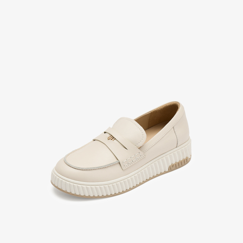 73hours女鞋巴斯克2025秋季新品平底圆头纯色乐福鞋