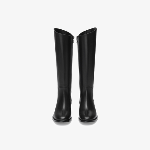 73hours女鞋长腿星人2025冬季新品长筒纯色方跟骑士靴