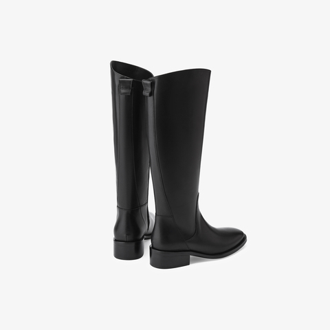 73hours女鞋长腿星人2025冬季新品长筒纯色方跟骑士靴