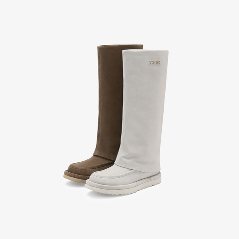 73hours女鞋牛奶小兔2025冬季新品长筒纯色圆头厚底雪地靴