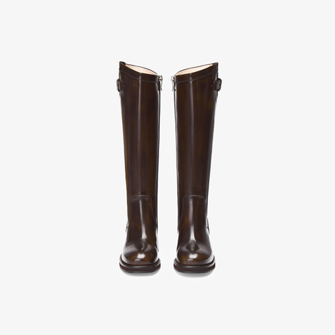 73hours女鞋科切拉狂欢2025冬季新品方跟纯色长筒骑士靴