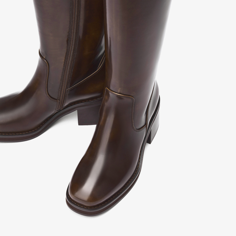 73hours女鞋科切拉狂欢2025冬季新品方跟纯色长筒骑士靴