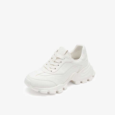 73hours女鞋醇厚朗姆2025秋季新品厚底圆头纯色系带休闲鞋