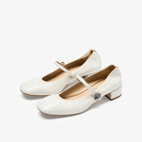 73hours女鞋可露丽2025秋季新品方跟纯色方头玛丽珍鞋