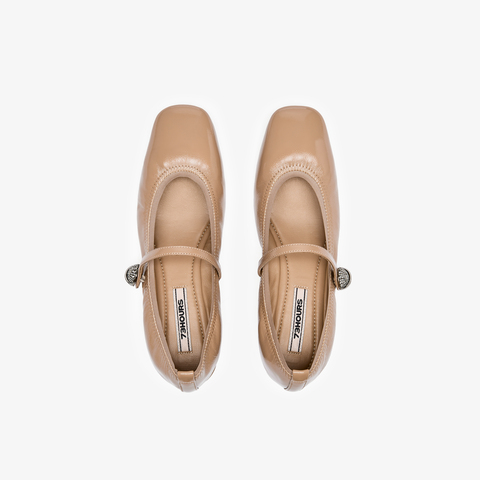 73hours女鞋可露丽2025秋季新品方跟纯色方头玛丽珍鞋