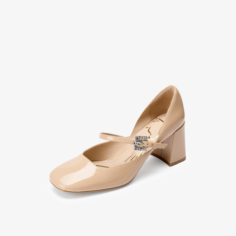 73hours女鞋爱情小说2026春季新款圆头高跟纯色玛丽珍鞋