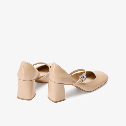 73hours女鞋爱情小说2026春季新款圆头高跟纯色玛丽珍鞋