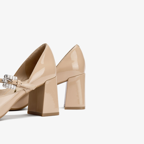 73hours女鞋爱情小说2026春季新款圆头高跟纯色玛丽珍鞋