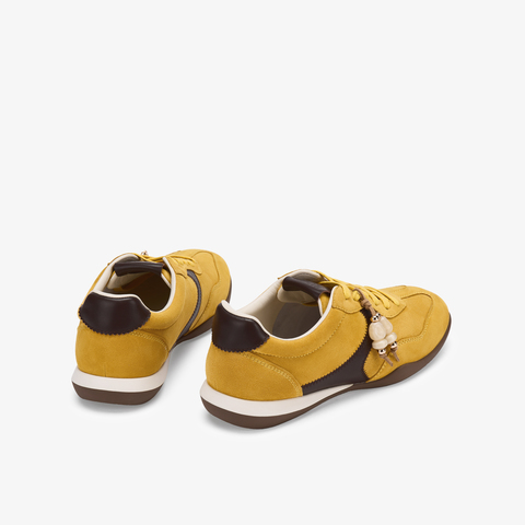 73hours女鞋换个心情2026春季新品平底圆头系带拼色德训鞋