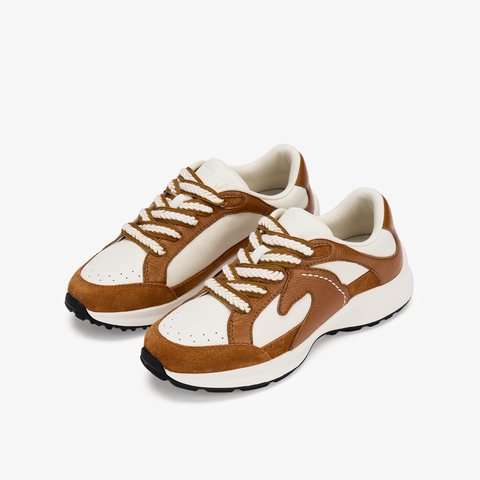 73hours女鞋全都有2026春季新款厚底系带拼色圆头休闲鞋