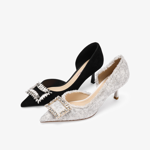 73hours女鞋递进浪漫2026春季新款尖头细跟纯色高跟单鞋