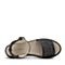 Hush Puppies/暇步士夏季专柜同款黑色人造革/羊皮编织镂空条带坡跟纯色舒适女凉鞋HKX05BL7