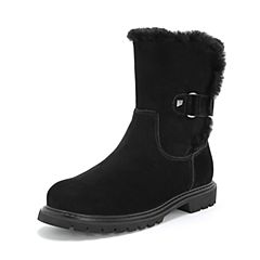 Hush Puppies/暇步士2018冬新款专柜同款牛皮革女中筒靴N1U01DZ8