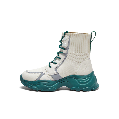 暇步士商场同款2023冬新款轻便复古舒适飞织老爹运动鞋女短靴B6B06DD3
