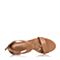 JoyPeace真美诗夏季专柜同款杏色耳环扣牛皮粗跟女凉鞋ZC682BL7