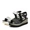 JoyPeace真美诗夏季专柜同款黑色坡跟女凉鞋ZF332BL7