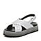 JoyPeace真美诗夏季专柜同款银白色牛皮坡跟女凉鞋ZS406BL7