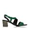 JoyPeace真美诗夏季专柜同款绿色羊皮粗跟一字带女凉鞋ZT118BL7