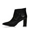 JoyPeace真美诗冬季专柜同款黑色牛皮靴子粗跟高跟短靴尖头女靴ZB771DD7