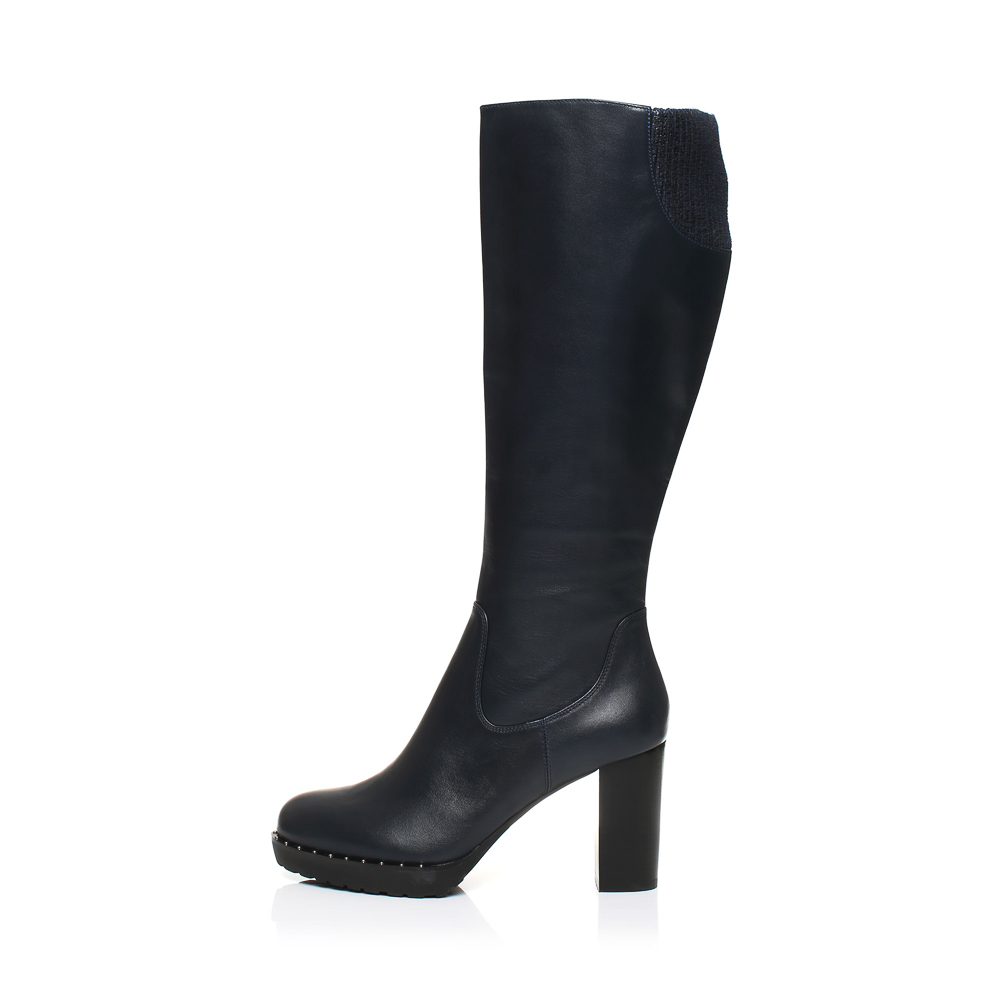 joypeace真美诗冬季深兰/兰色女皮靴粗跟高筒靴高跟过膝长靴zc756dg7