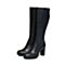 JoyPeace真美诗冬季黑色女皮靴粗跟高筒靴高跟过膝长靴ZC756DG7