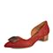 Joy&Peace/真美诗春季专柜同款红色羊绒皮侧空粗跟中跟单鞋女鞋ZR788AQ8