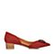 Joy&Peace/真美诗春季专柜同款红色羊绒皮侧空粗跟中跟单鞋女鞋ZR788AQ8